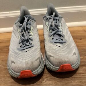 Hoka One One Gray and Orange Athletic Shoes
